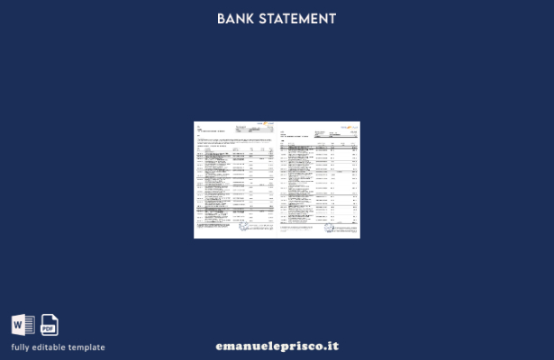 modello di pagine di parole dell'estratto conto bancario degli Emirati Arabi Uni